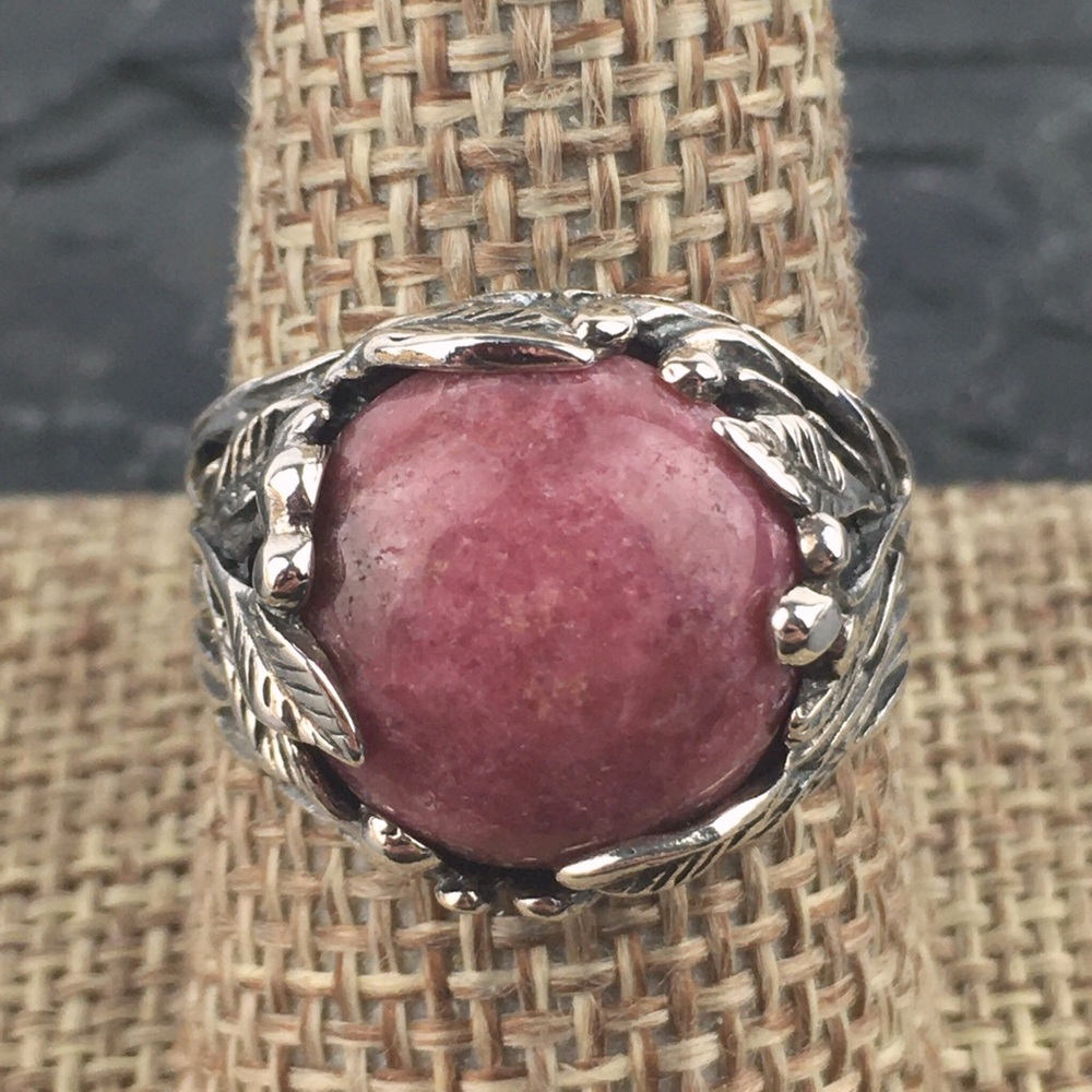 PZ Israel Sterling Silver Rhodonite Ring 10